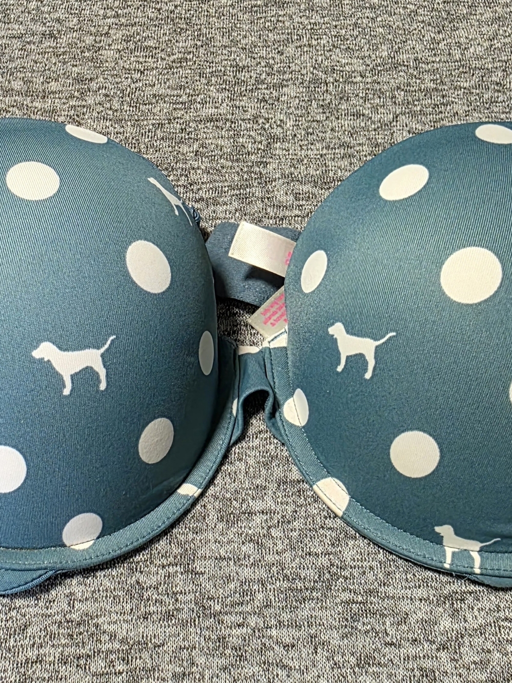 PINK Victoria's Secret Teal Polka Dot & Dog Print T-Shirt Bra